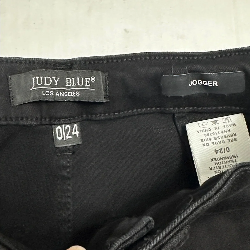 Judy Blue High Waist Black Jogger Jeans Stretch Womens 0/24 Modern Preppy Casual